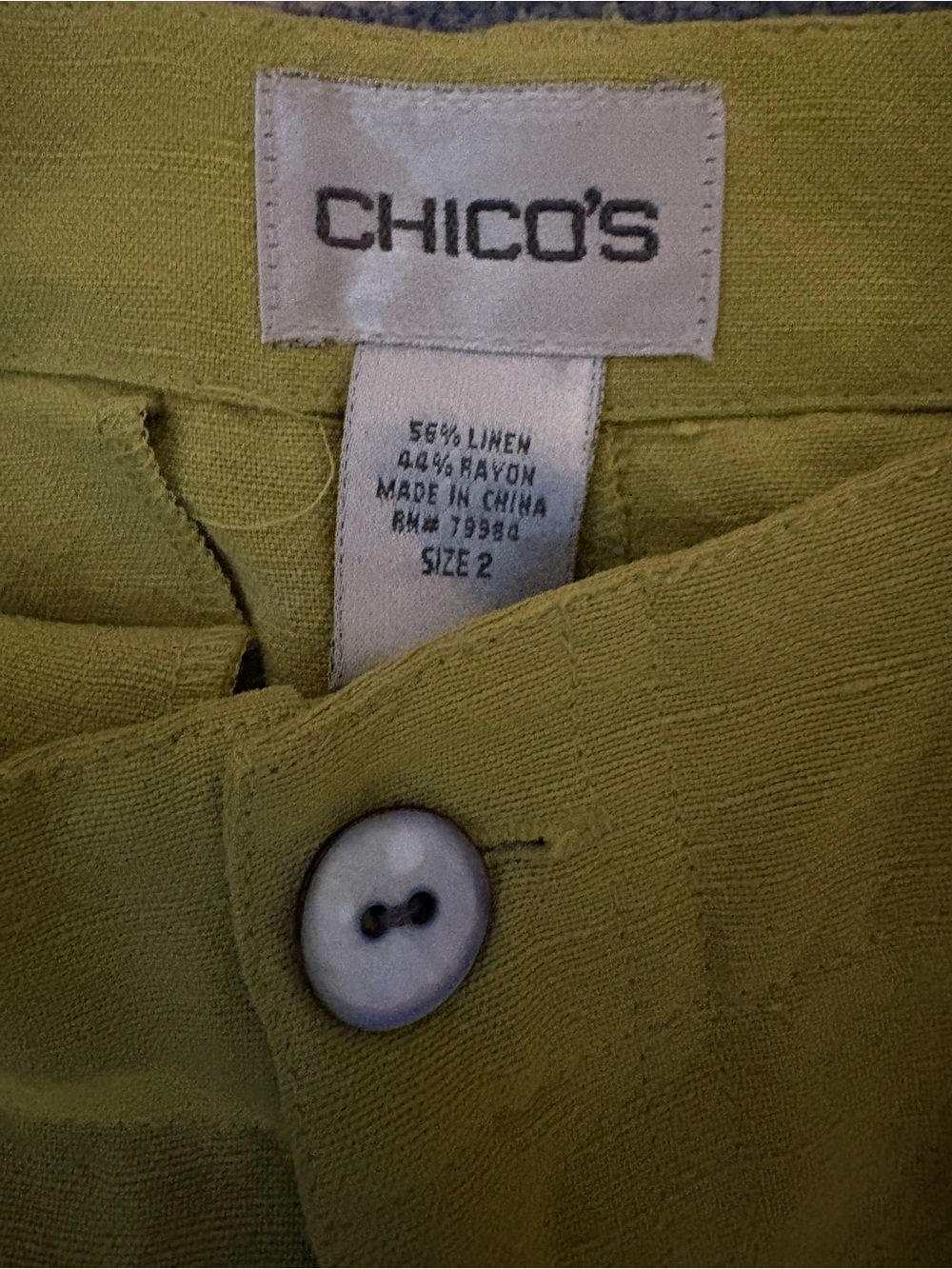 Y2K Chico's Lime Green Linen Blend Wide Leg Trousers - Picture 3 of 5